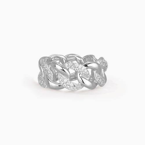 Anello Mabina groumette in argento 925 con pavé di zirconi