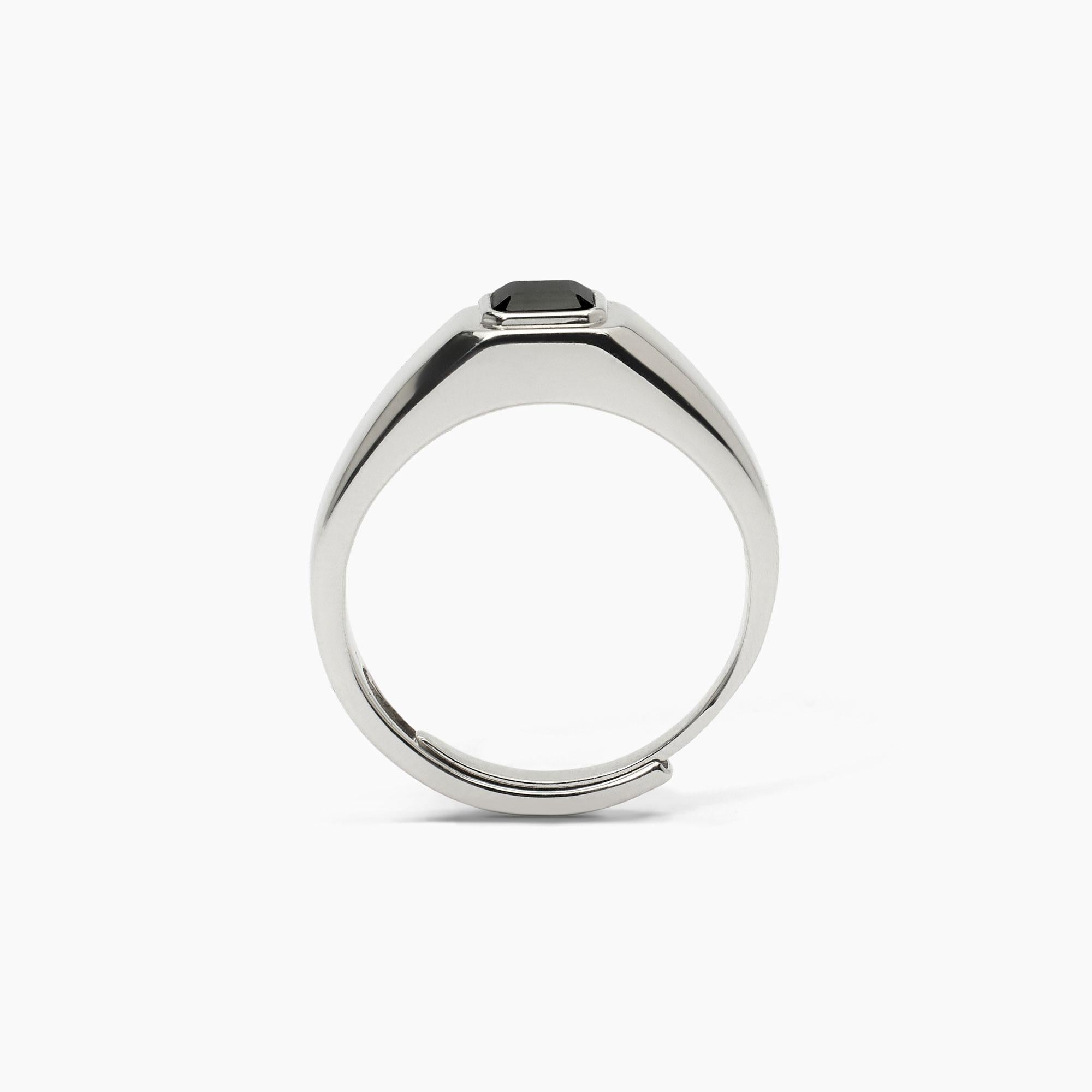 Anello Uomo Mabina New Retro in Argento con Zircone Nero 523357 | ARVIMO Gioielli