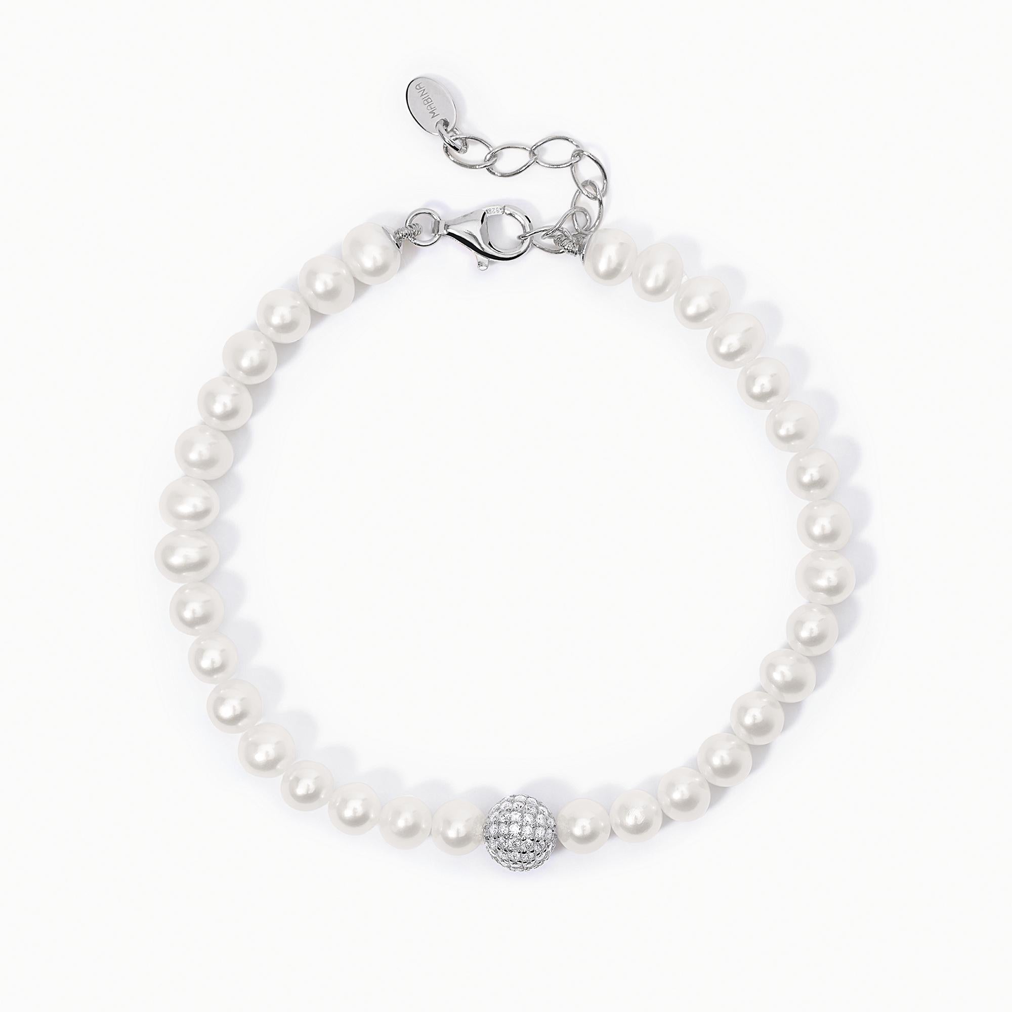 Bracciale Mabina Duchessa Argento con Perle e Zirconi 533297 | ARVIMO Gioielli
