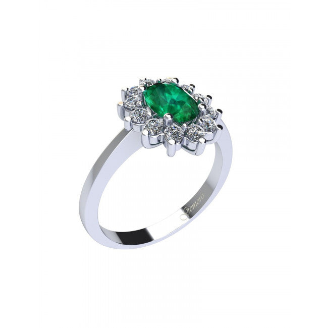 Anello Gemoro Oro 18kt Gr. 3,70 Smeraldo Ct. 0,77 Diamanti Ct. 0,34