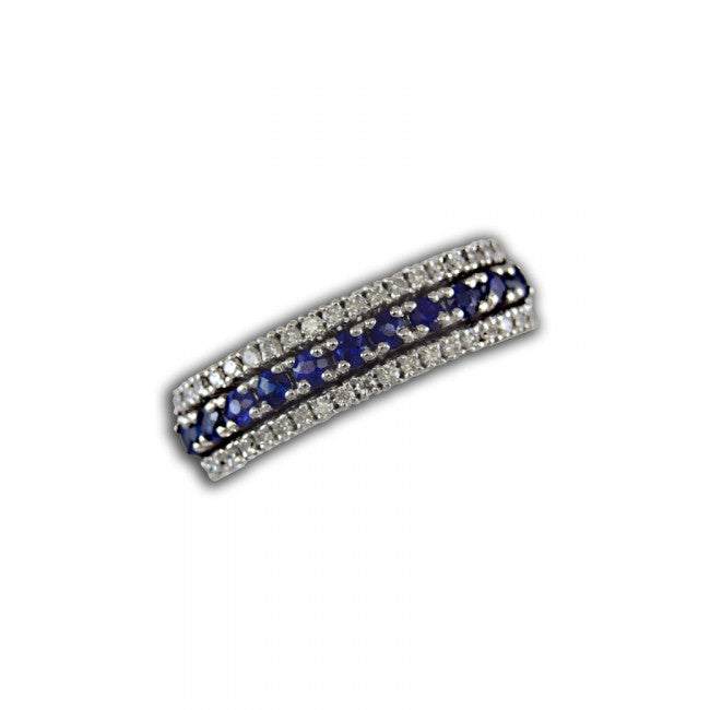 Anello Gemoro Oro 18kt Gr.4,10 Diamanti Ct. 0,20 Zaffiri Ct. 0,39
