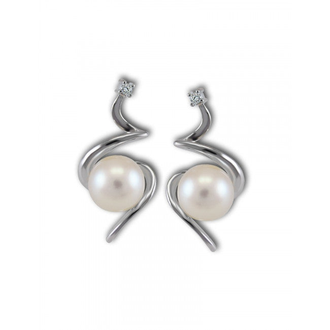 Orecchini Gemoro Oro 18kt Gr. 2,05 Perla Diamanti Ct. 0,02