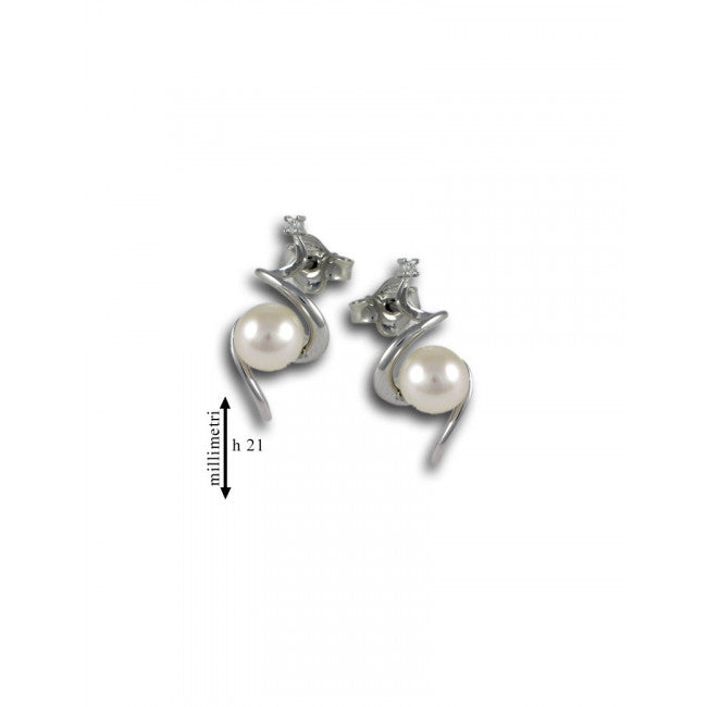 Orecchini Gemoro Oro 18kt Gr. 2,05 Perla Diamanti Ct. 0,02