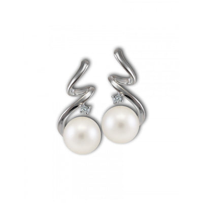 Orecchini Gemoro Oro18kt Gr. 1,80 Perla Diamanti Ct. 0,02