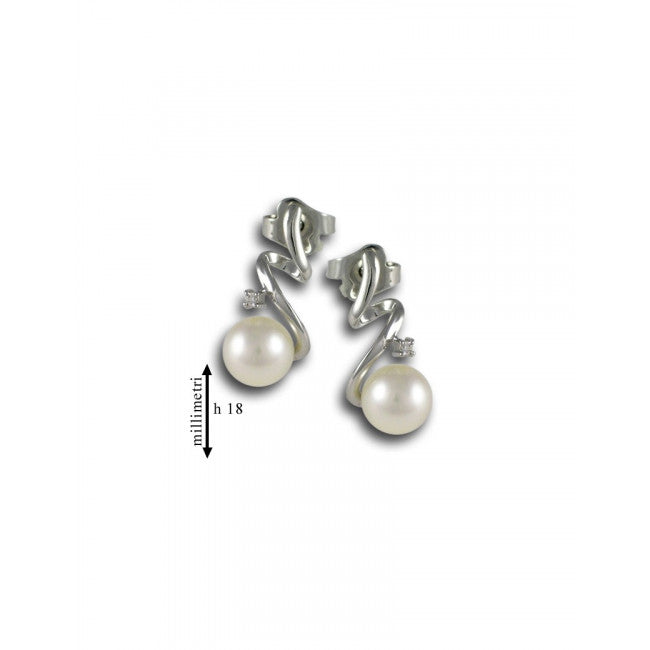 Orecchini Gemoro Oro18kt Gr. 1,80 Perla Diamanti Ct. 0,02