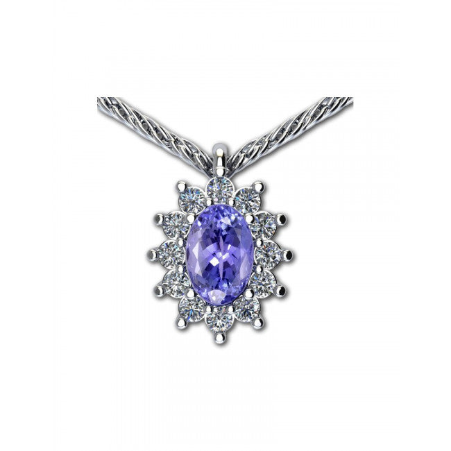 Girocollo Gemoro Oro 18kt Gr. 2,70 Tanzanite Ct. 0,44 Diamanti Ct. 0,22