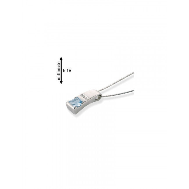 Girocollo Gemoro Oro 18kt Gr. 3,40 Acquamarina Gr.0,57 Diamante Gr. 0,01