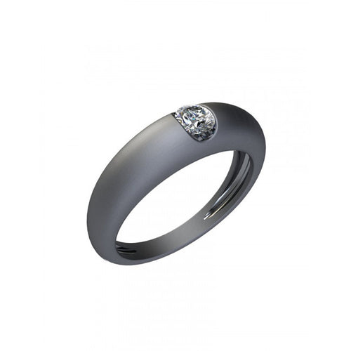 Anello Solitario Gemoro Oro Bianco 18kt Rodio Nero Diamante Ct. 0,08