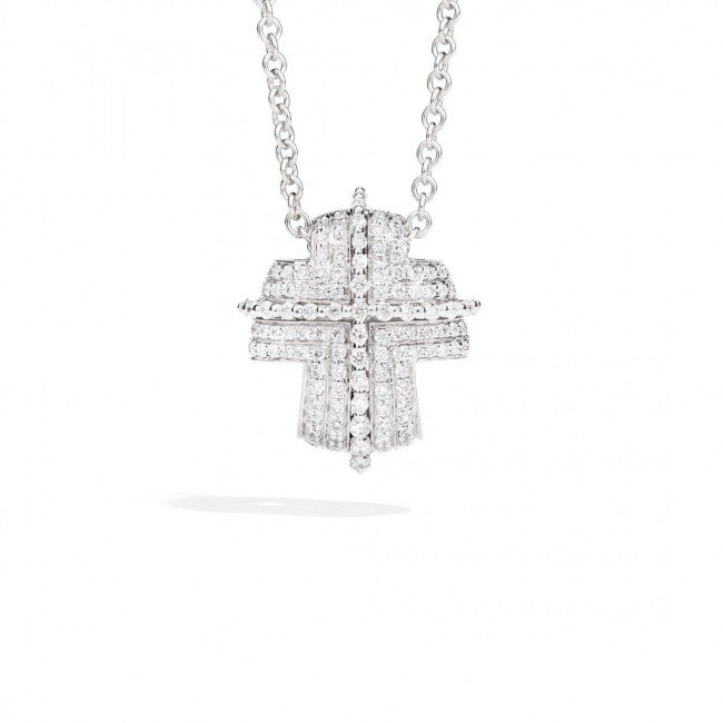 Girocollo Croce Recarlo Collezione Lucrezia Oro Bianco e Diamanti
