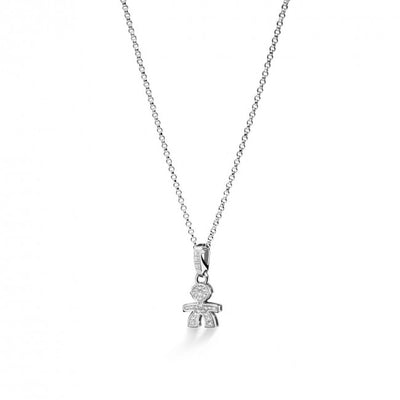 Girocollo le Bebe' Pavé Micro-setting Bimbo Piccolo Oro Bianco