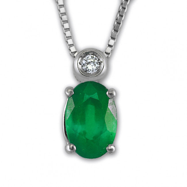 Girocollo Gemoro Oro 18kt Gr. 1,55 Diamanti Ct.0,01 Smeraldo Ct. 0,38