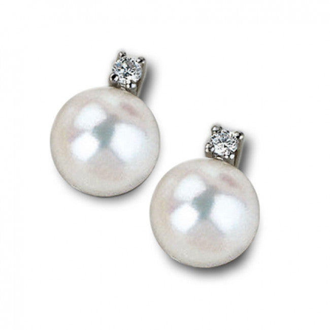 Orecchini Gemoro Oro 18kt Gr. 0,85 Diamanti Gr. 0,03 Perle