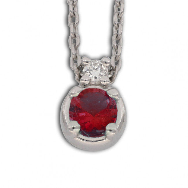 Girocollo Gemoro in Oro 18kt Diamante Ct. 0,015 e Rubino Ct. 0,13