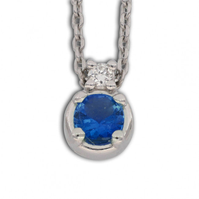 Girocollo Gemoro in Oro 18kt Gr. 2,10 Diamante Ct. 0,015 e Zaffiro Ct. 0,18