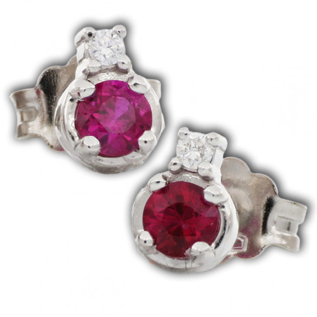 Orecchini Gemoro in Oro 18kt Gr. 1,35 Rubini Ct. 0,30 e Diamanti Ct. 0,03