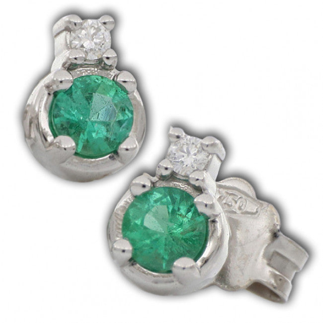 Orecchini Gemoro in Oro 18kt Gr. 1,35 Smeraldi Ct. 0,20 e Diamanti Ct 0,03