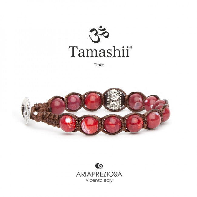 Bracciale Tamashii Agata Rosso Scuro Ruota della Preghiera