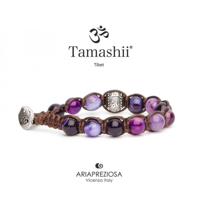 Bracciale Tamashii Agata Viola Striata Ruota della Preghiera