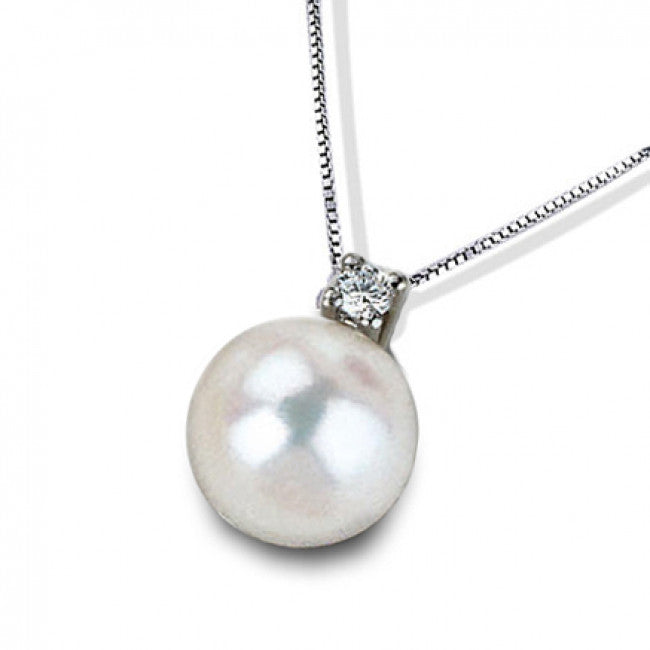 Girocollo Gemoro in Oro 18kt Gr. 1,40 Perla Coltivata Acqua Dolce e Diamante Ct.