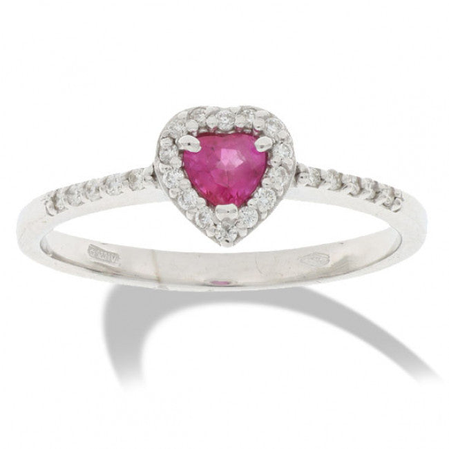 Anello Gemoro Oro 18kt. Gr.5,90 Diamanti Ct. 0,12 e Rubino Ct. 0,24
