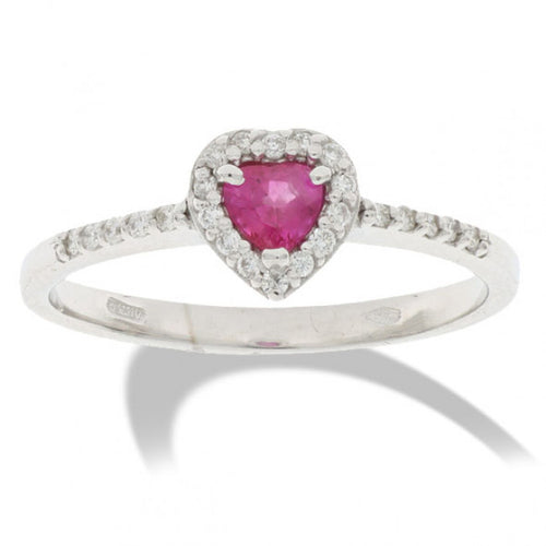 Anello Gemoro Oro 18kt. Gr.5,90 Diamanti Ct. 0,12 e Rubino Ct. 0,24