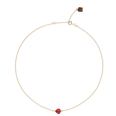 Girocollo Rosso Prezioso Oro 9kt Stones Semino D'amore Granato