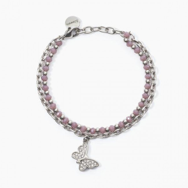 Bracciale 2jewels Acciaio Farfalla Cristalli