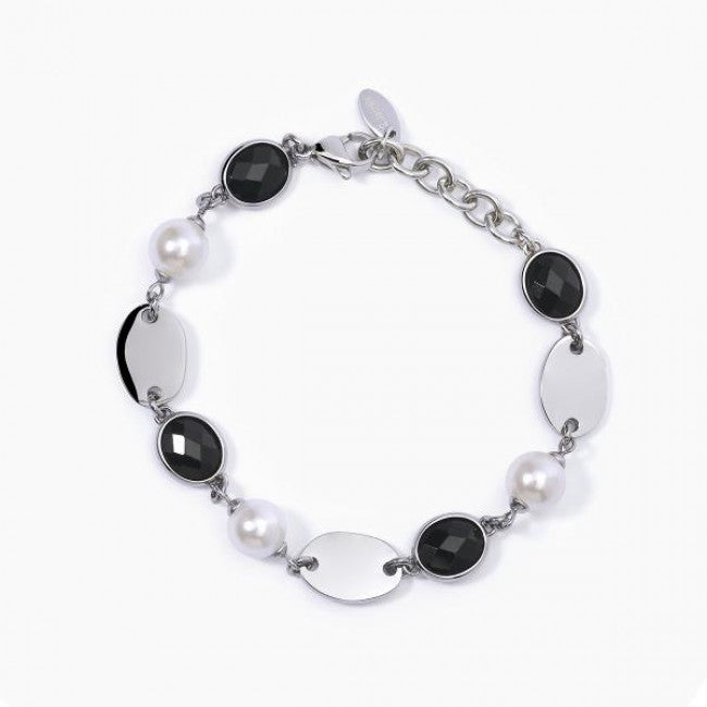 Bracciale 2jewels Acciaio Cristalli Neri Perle
