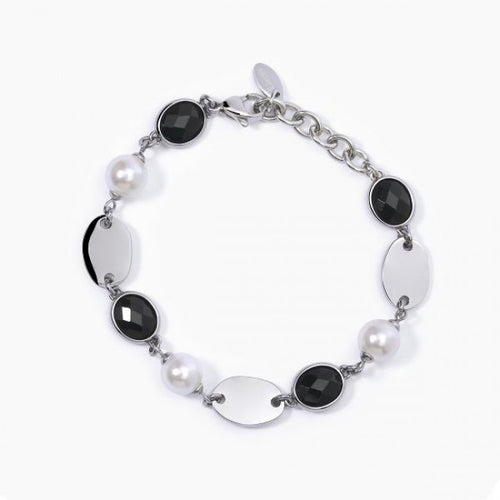 Bracciale 2jewels Acciaio Cristalli Neri Perle