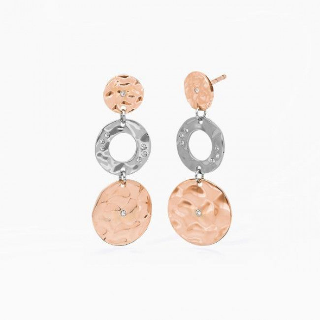 Orecchini 2jewels Acciaio Martellati Bicolore