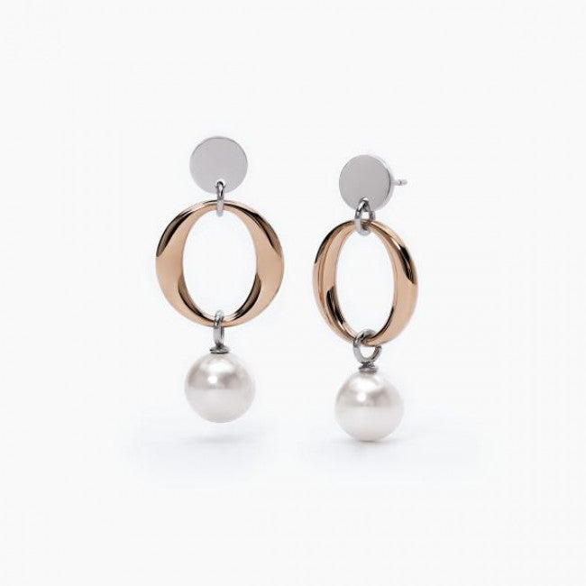 Orecchini 2jewels Acciaio Perle Bicolore