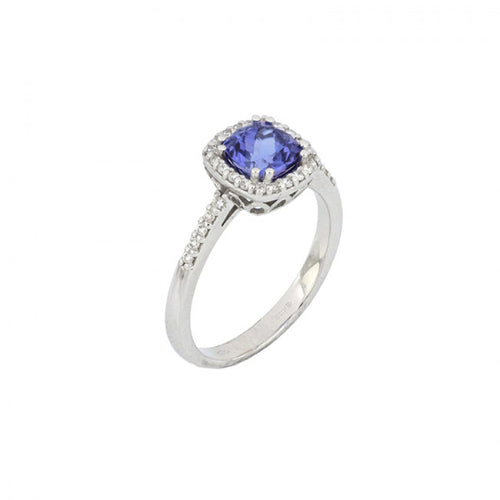 Anello Gemoro Oro18kt Gr. 3,40 Diamanti Ct. 0,18 Tanzanite Ct. 0,80