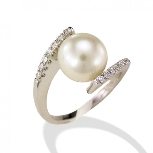 Anello Gemoro Oro 18kt. Gr.3,25 Diamanti Ct. 0,075 G Si Perla 8-8,5