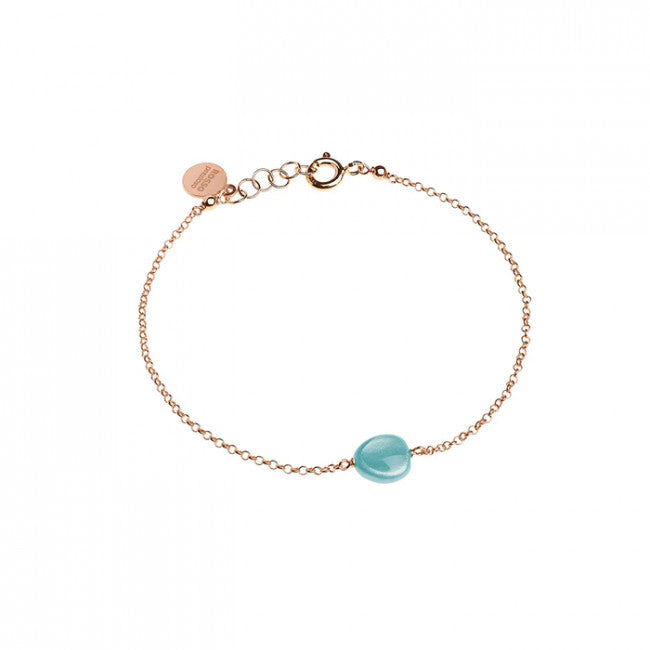 Bracciale Rosso Prezioso Argento 925 Semino D'amore Acquamarina