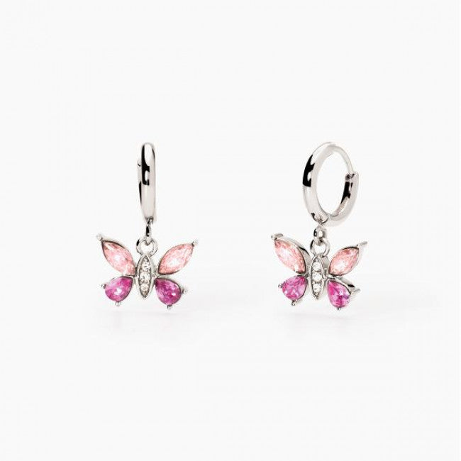 Orecchini 2jewels Acciaio Farfalla Cristalli Rosa