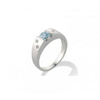 Anello Gemoro Oro 18kt Gr. 3,70 Diamanti Ct. 0,02 Acqua Marina Ct. 0,30