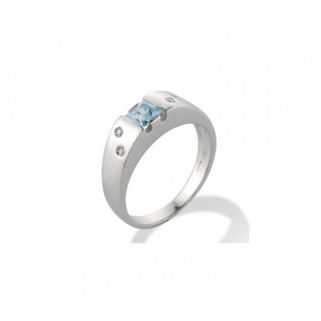Anello Gemoro Oro 18kt Gr. 3,70 Diamanti Ct. 0,02 Acqua Marina Ct. 0,30