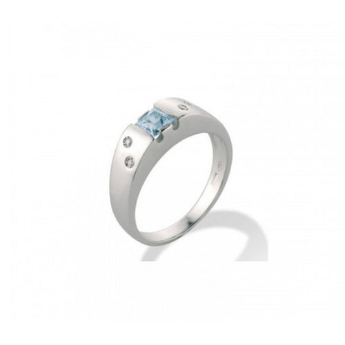 Anello Gemoro Oro 18kt Gr. 3,70 Diamanti Ct. 0,02 Acqua Marina Ct. 0,30