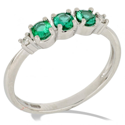 Anello Gemoro Oro 18kt Gr. 2,25 Diamanti Ct. 0,03 e Smeraldi Ct. 0,24
