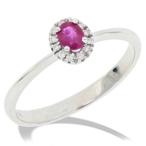 Anello Gemoro Oro 18kt Gr. 1,95 Diamanti Ct. 0,45 e Rubino Ct. 0,24