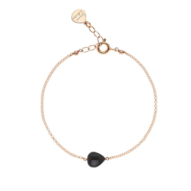 Bracciale Rosso Prezioso Argento 925 Semino D'amore Nero