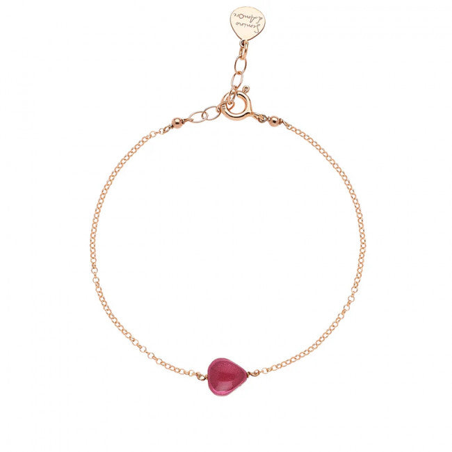 Bracciale Rosso Prezioso Argento 925 Semino D'amore Tormalina Rosa