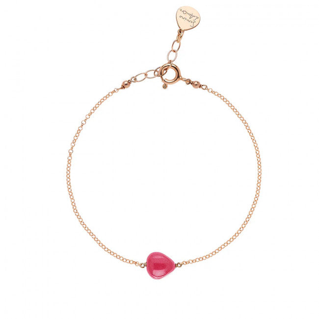 Bracciale Rosso Prezioso Argento 925 Semino D'amore Peonia