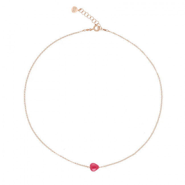 Girocollo Rosso Prezioso Argento 925 Semino D'amore Peonia