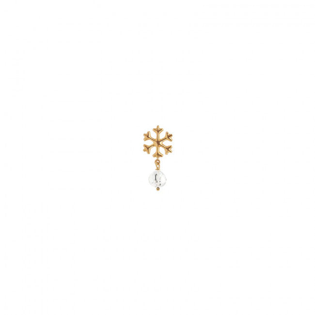 Monorecchino Rosso Prezioso Oro 9kt Semino D'amore Snowflake Oc00415se-cr Cristallo di Rocca