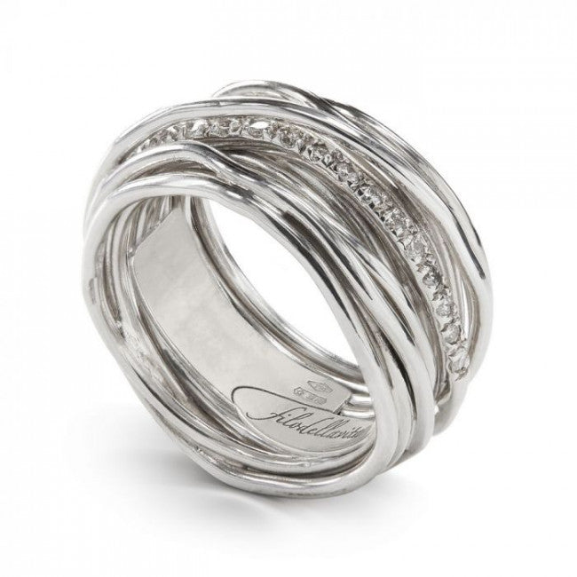 Anello Filodellavita Classic Collection 13 Fili Argento 925 e Diamanti Bianchi