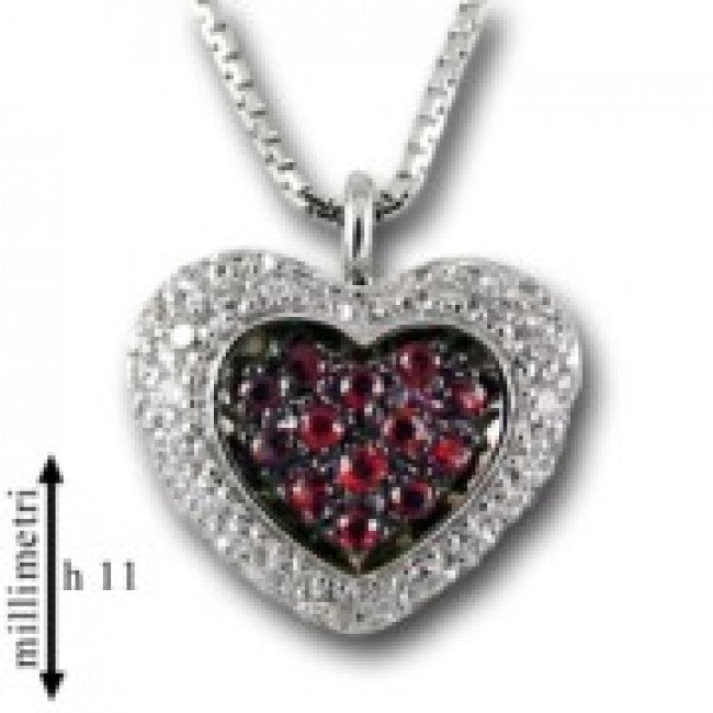 Girocollo Cuore Gemoro in Oro 18kt Diamanti Naturali e Rubini