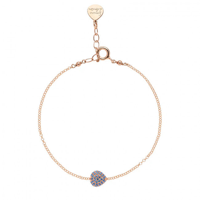 Bracciale Rosso Prezioso Argento 925 Semino D'amore Sparkling Ocean Blue