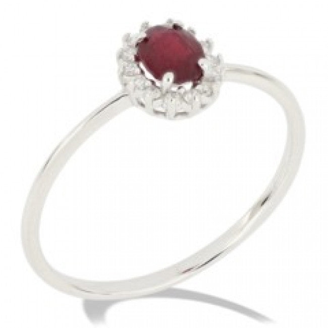 Anello Gemoro Oro 18kt e Rubino Ct. 0,50 Diamanti Ct. 0,07