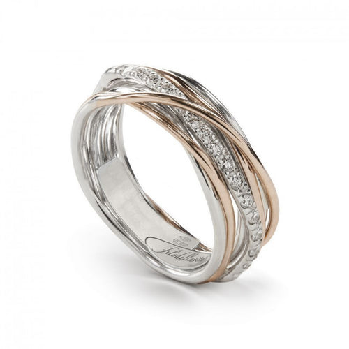 Anello Filodellavita Classic Collection 7 Fili Oro Rosa Argento 925 e Diamanti